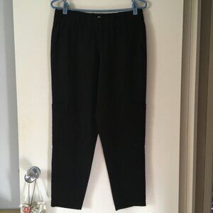 ELIZABETH AND JAMES Black Triacetate Crepe Large Patch Pockets Crop Pant…